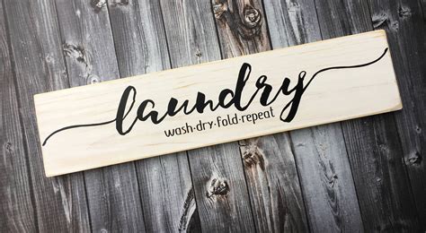 Laundry Wash Dry Fold Repeat Laundry Room Sign Wood Sign Etsy