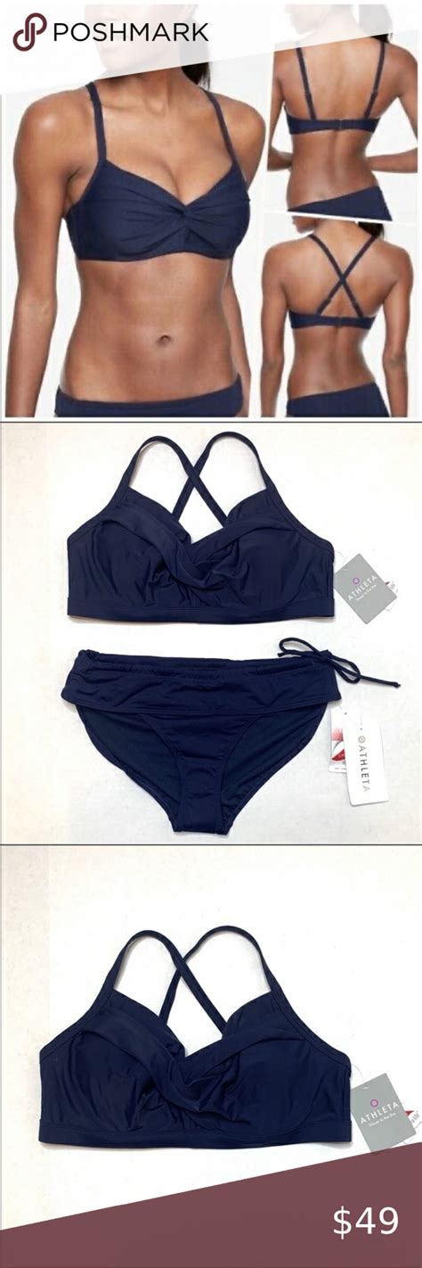 Nwt Athleta Twist Up Navy Bikini Top B C L Xl Brand New With Tags