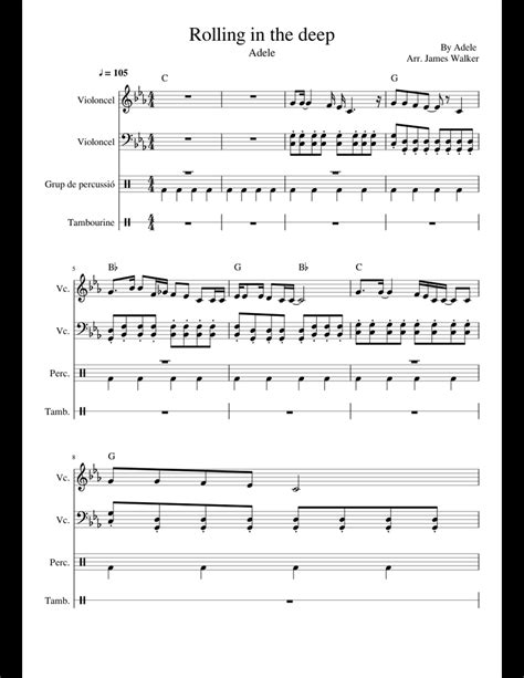 Rolling In The Deep Sheet Music For Cello Percussion Download Free In Pdf Or Midi