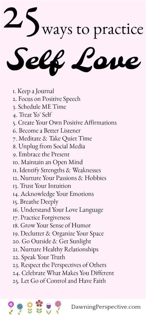 25 Ways To Practice Self Love Every Day Dawning Perspective Self