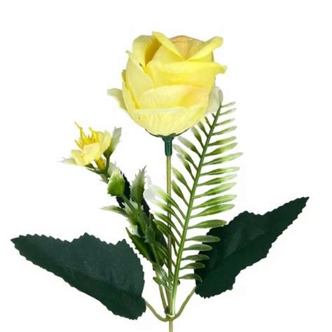 Plastic Aritificial Yellow Rose Flower Bunch 12 Inch 6 Flowers