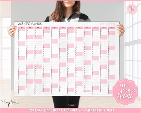 Printable 2023 Wall Calendar, Large Yearly Calendar, PERSONALIZE Giant ...