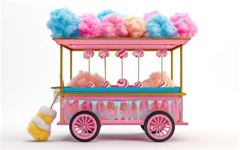 carnival cotton candy cart  white background premium ai generated image