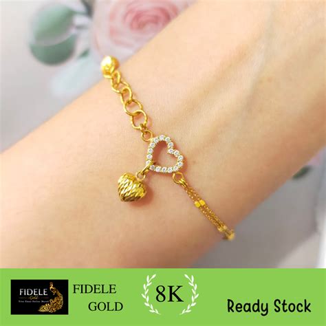 Jual Gelang Wanita Emas Asli Hati Emas Kadar Muda K Shopee Indonesia