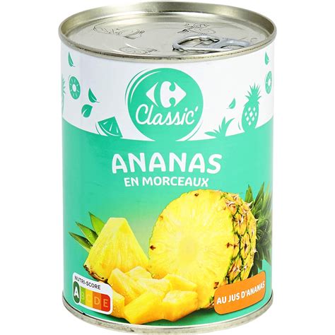 Fruits Au Sirop Ananas En Morceaux Carrefour Classic La Boite De