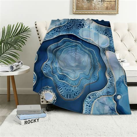 Shiartex Blanket Agate Geode Glitter Dusty Bluesoft Warm Throw Blankets