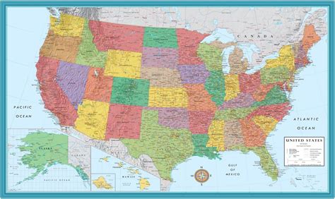 48x78 Huge United States Usa Classic Elite Wall Map Laminated Office Products