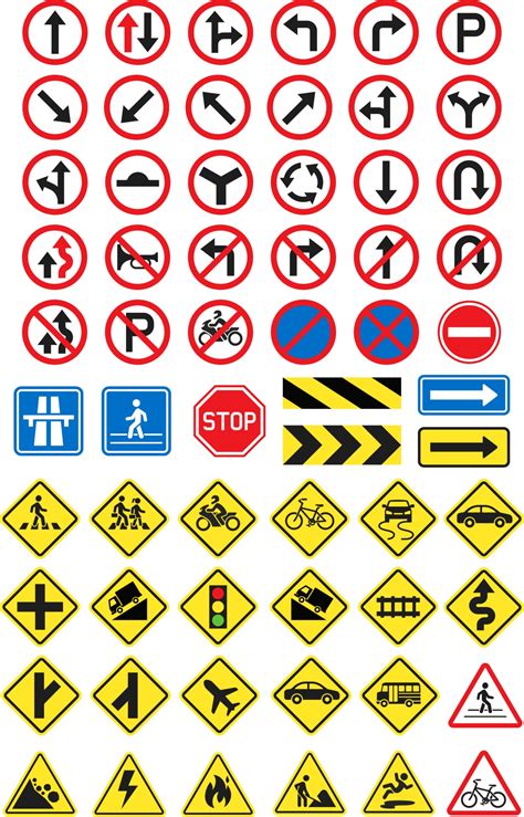 Road Signs Icons Set Vector Illustration 2094593 Vector Art At Vecteezy