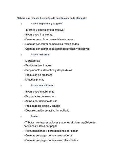 Ejemplos De Cuentas Del Plan Contable General Empresarial Elabora Una