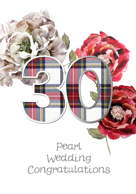 Pearl Wedding Anniversary Number Card WWAN30 | Wee Wishes