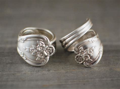 Silver Spoon Ring Fancy Spoon Ring Rings Vintage Floral Etsy