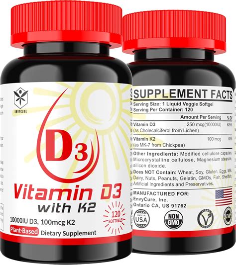 Vitamin D3 K2MK7120 Softgel Vitamin D3 10000IU India Ubuy