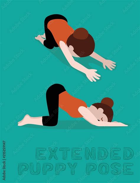 Yoga Extended Puppy Pose Cartoon Vector Illustration Stock Vector