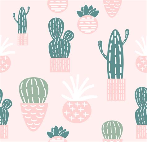 Doodle Cactus Seamless Pattern Vector Art At Vecteezy