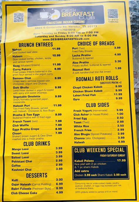 Menu At Desi Breakfast Club Herndon