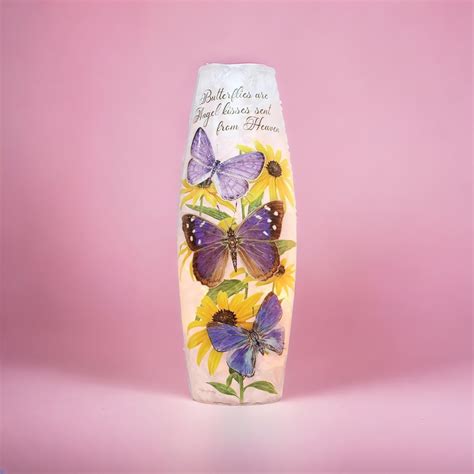 Stony Creek -Tall Lighted Vase – ‘Butterflies are Angels Sent From Heaven’