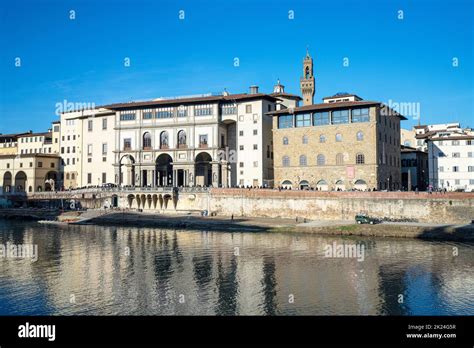 Florence Italy January Panoramic View Of The Uffizi Palace In