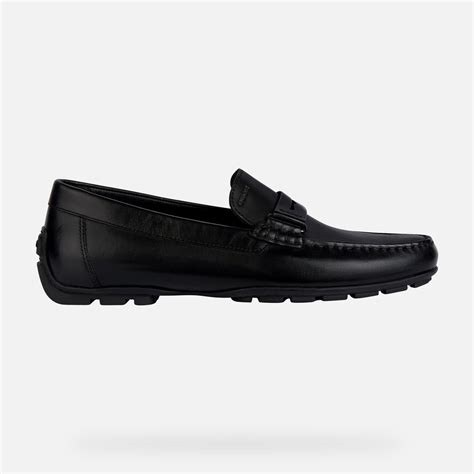 Geox® MONER: Black Leather Loafers for Men | Geox