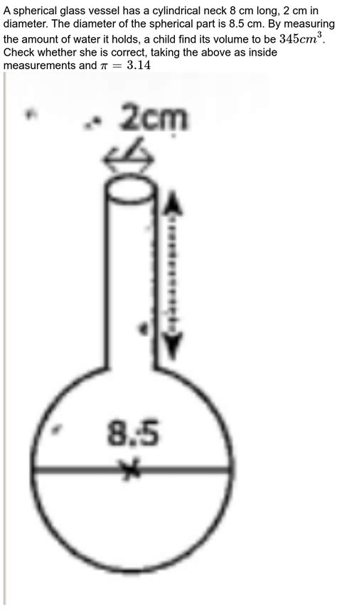 A Spherical Glass Vessel Has A Cylindrical Neck Cm Long Cm In