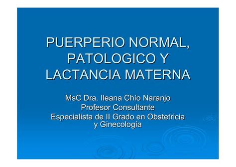 Puerperio Normal Patol Gico Y Lactancia Materna Daiana Portal Udocz