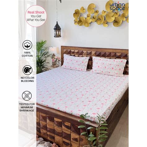 Urban Space Divine Tc Cotton Bedsheets For Double Bed Zinnia