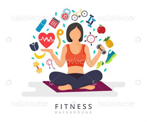 Health And Fitness Concept Graphic Women S Fitness Vector