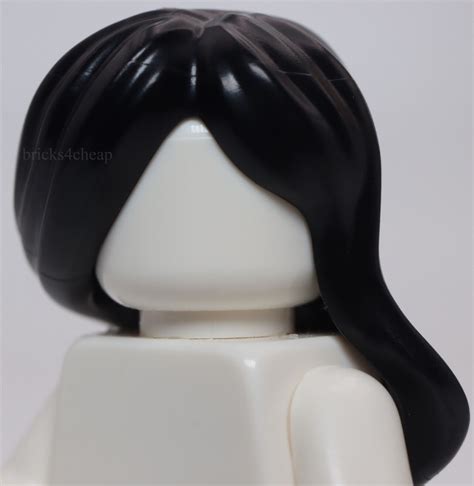 Lego Black Hair Female Long Parted On Side Swept Back Over Forehead