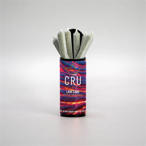 Cru Cannabis Lava Cake 0 5g Indica Pre Roll 6 Pack Leafly