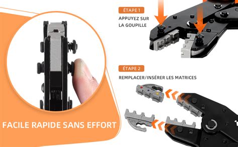 KF CPTEC Jeu de 5 Pince à sertir à Cliquet Outil de Sertissage avec