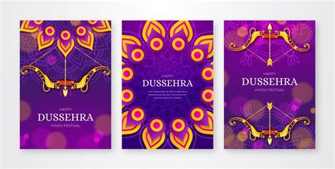 Free Vector | Gradient dussehra cards collection