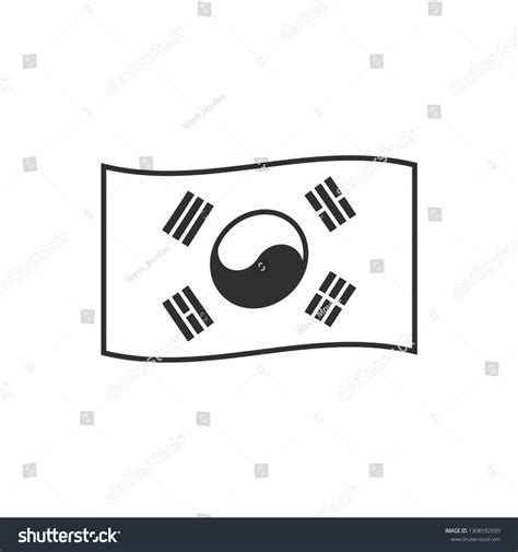 South Korea Flag Icon Black Outline Stock Vector (Royalty Free ...