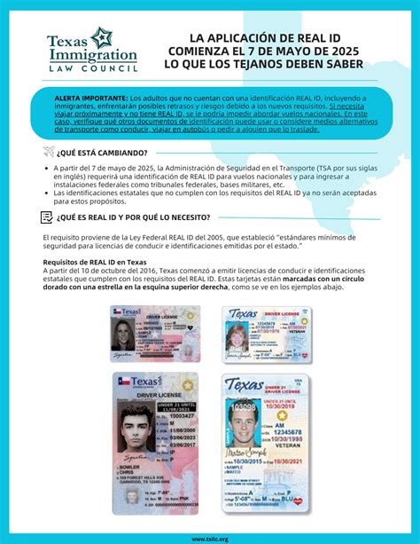 ALERTA DE APLICACIÓN DE LA LEY REAL ID - Texas Immigration Law Council