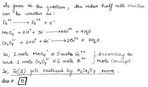 If Equal Volumes Of M Kmno And M K Cr O Solutions Are