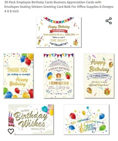 30 Pack Employee Birthday Cards Business Appreciation Cards with ...