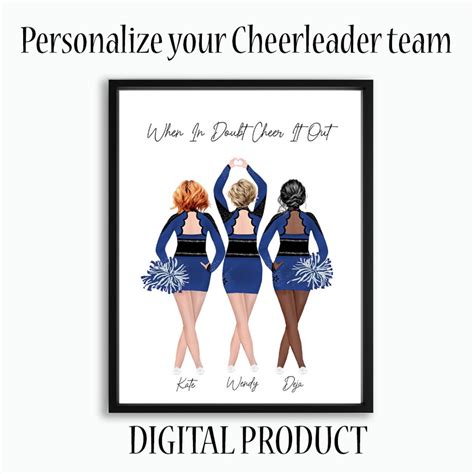 Custom Cheerleaders Portrait Personalized Cheerleaders Team Cheerleader Digital Print Cheer