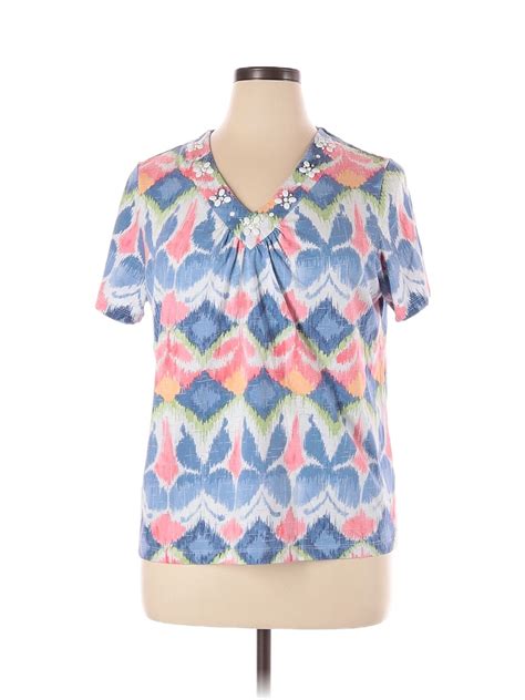 Alfred Dunner Women Blue Short Sleeve Top 1x Plus Ebay