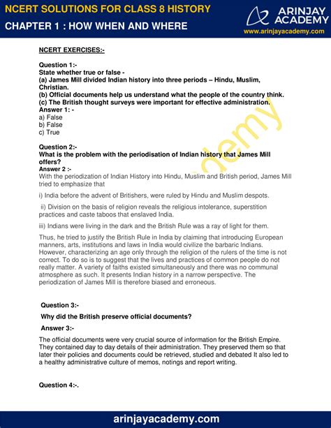 Ncert Solutions For Class 8 History Chapter 1 How When And Where