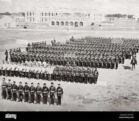 Late 19th century photograph - on parade, 77th Regiment British army ...