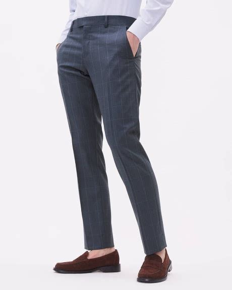 Tailored Fit Navy Windowpane Wool Suit Pant Rw Co