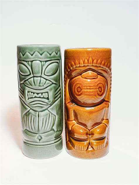 Set Of Two Mismatched Tiki Mugs Etsy