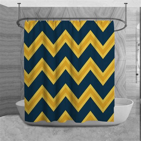 Bless International Chevron Shower Curtain Modern Bathroom Decor Blue