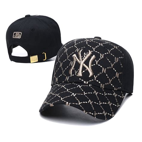 Jual Topi Ny Monogram Black Gold Mlb Baseball Cap Hitam Emas Premium