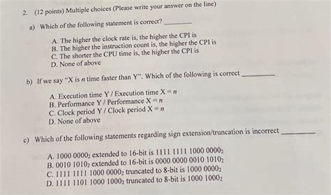 Solved Points Multiple Choices Please Write Your Chegg