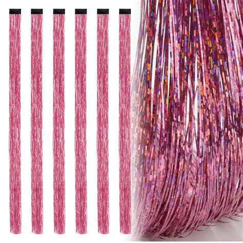 Amazon 19 7 Inch Clip In Hair Tinsel Fairy Hair Tinsel Kit Clips