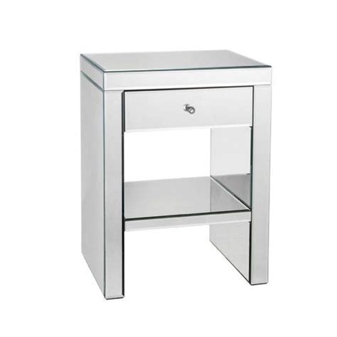 Prestington Mirrored 1 Drawer Bedside Table Mirrored Furniture