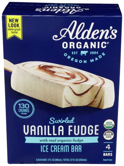 Aldens Organic Vanilla Fudge Ice Cream Bar 12 Ounce 12 Per Case