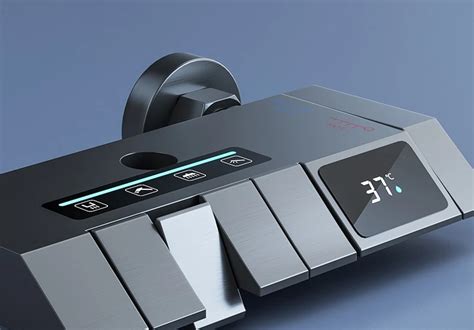 Top1 Piano Key Gray Bathroom Digital Display Faucet Shower System Set Bathtub Hot And Cold 4
