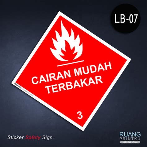 Jual Stiker Label Limbah B3 Hazmat Cairan Mudah Terbakar 10x10cm