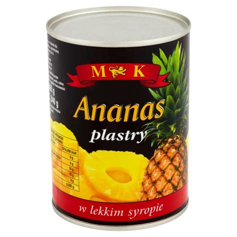 MK Ananas plastry w lekkim syropie 565 g Delikatesy Dwójka