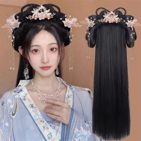 Hanfu Headdress Ancient Costume Wig One Piece Lazy Headband Full Set